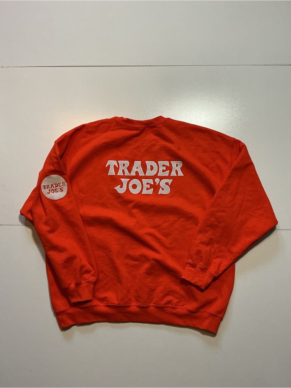 Trader Joe's Grocery Store Polka Dot Orange Fleece Employee Sweatshirt